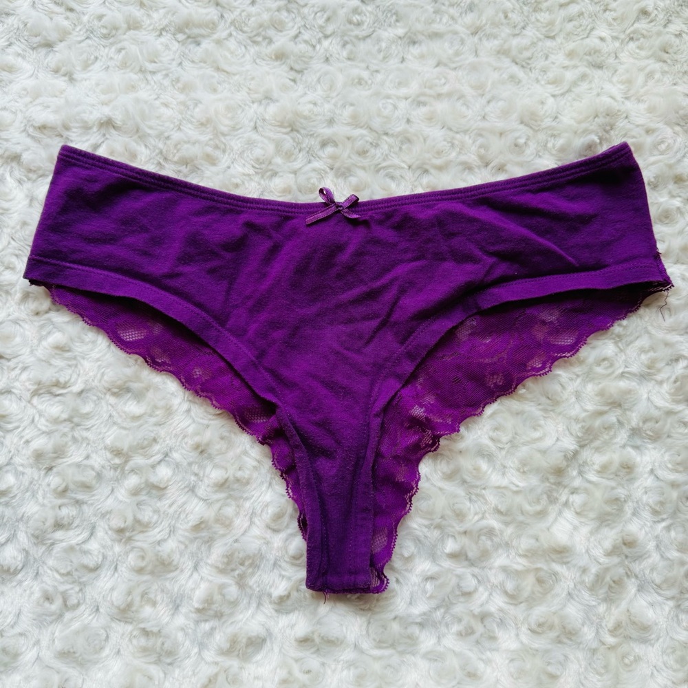 St Eve Cotton Lace Purple Cheeky Underwear Undies Panties Size Small